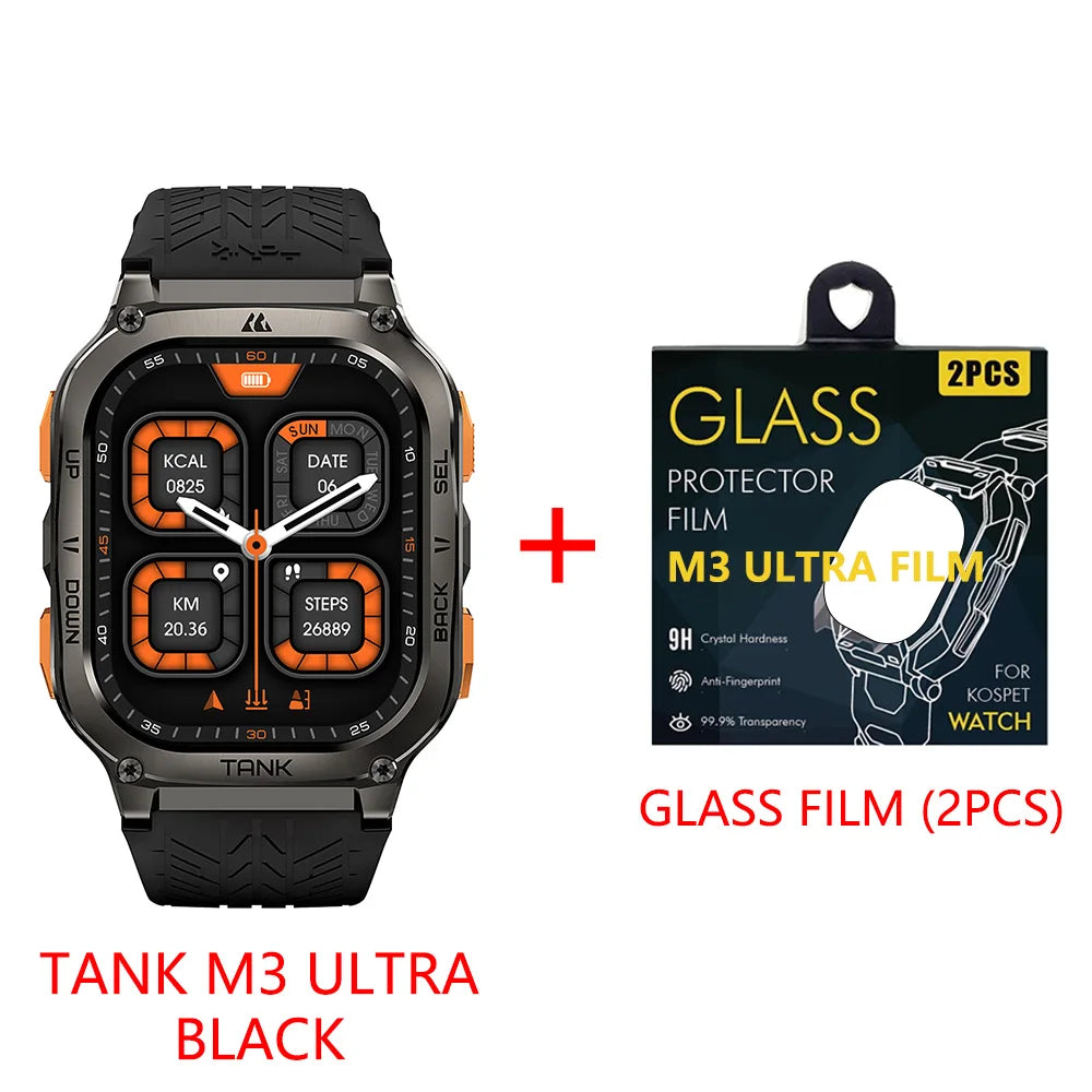 Original KOSPET TANK M3 Ultra GPS Smartwatches Men Waterproof Electronic Smart Watch AOD 480mAh Digital AMOLED Bluetooth Watches