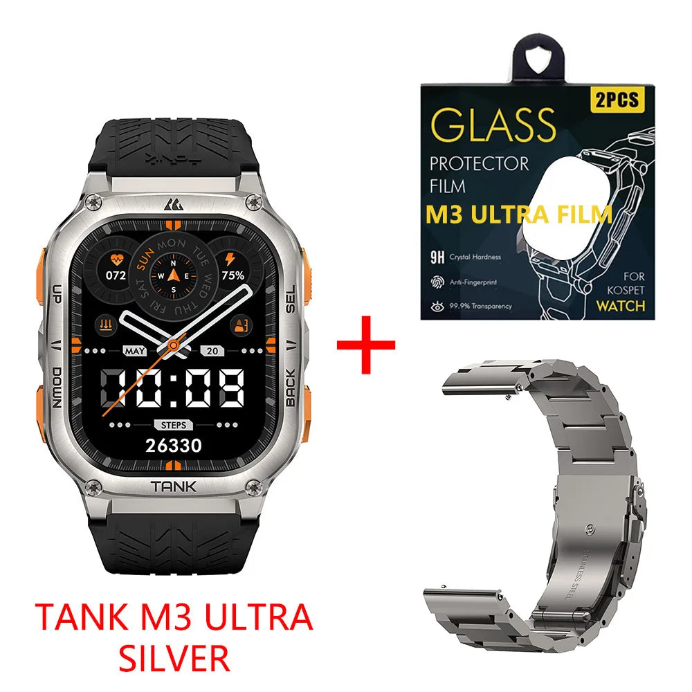 Original KOSPET TANK M3 Ultra GPS Smartwatches Men Waterproof Electronic Smart Watch AOD 480mAh Digital AMOLED Bluetooth Watches
