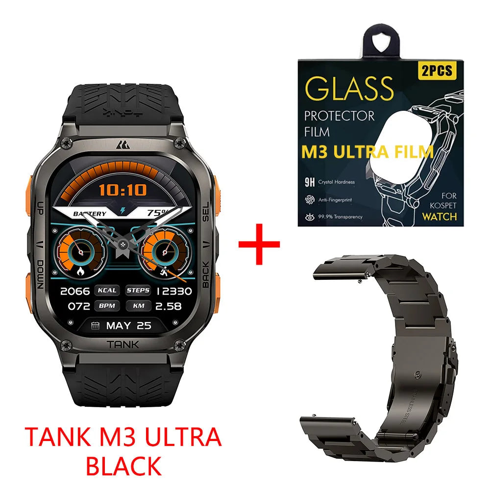Original KOSPET TANK M3 Ultra GPS Smartwatches Men Waterproof Electronic Smart Watch AOD 480mAh Digital AMOLED Bluetooth Watches